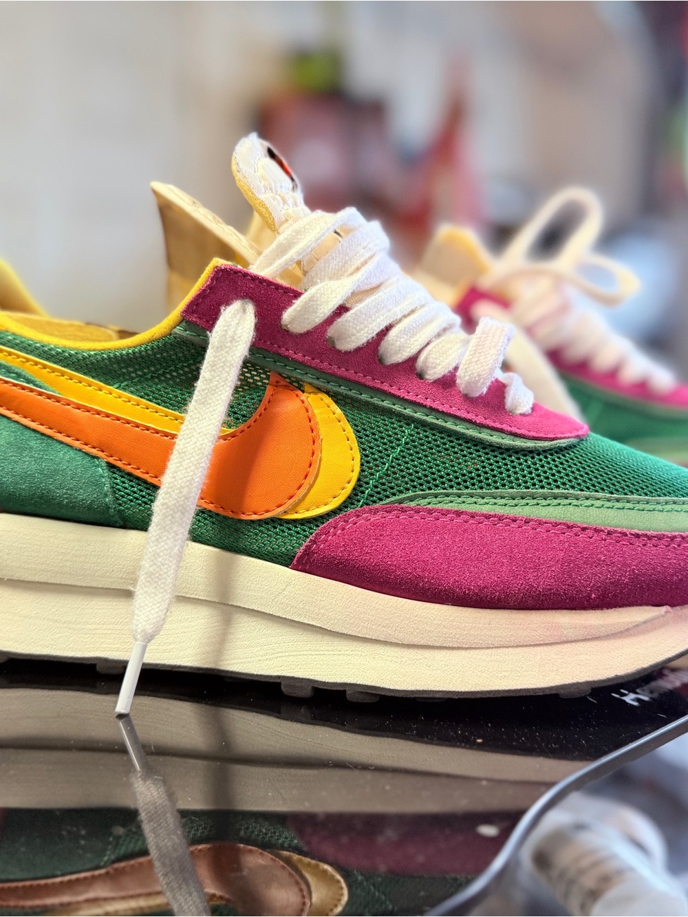 Nike x sacai LDWaffle sneakers in the "Pine Green" colorway size 8
